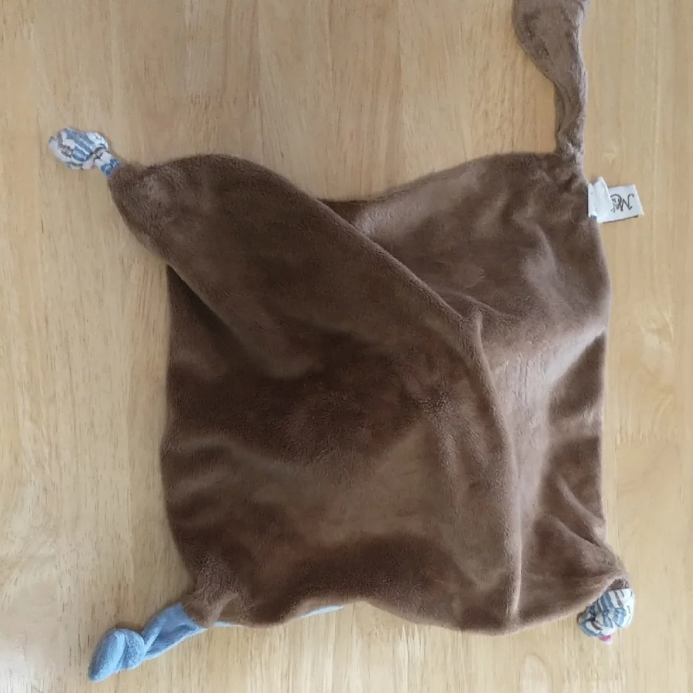 Plush Bunny Lovey Security Blanket - Blue, Brown & Multi